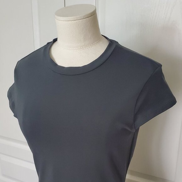 Mango Short-Sleeve Side-Slit Midi Tube Dress in Charcoal Size 4 - Picture 10 of 10